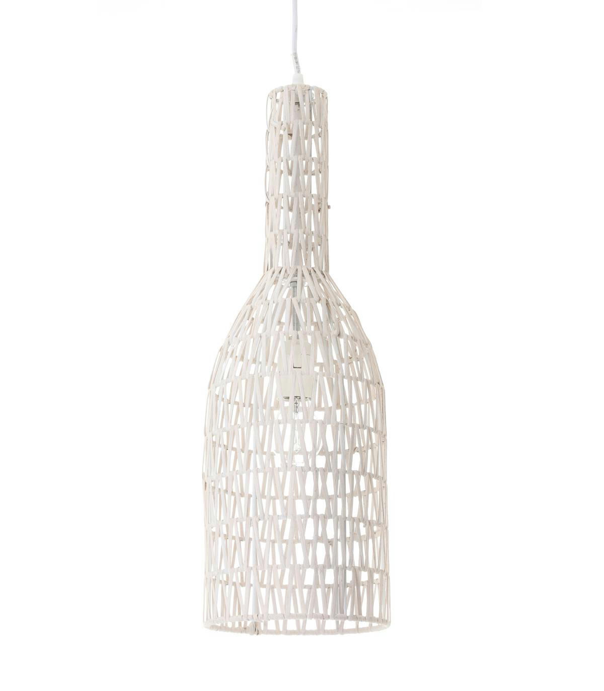 SHIVA - Suspension en rotin blanc d. 19 cm