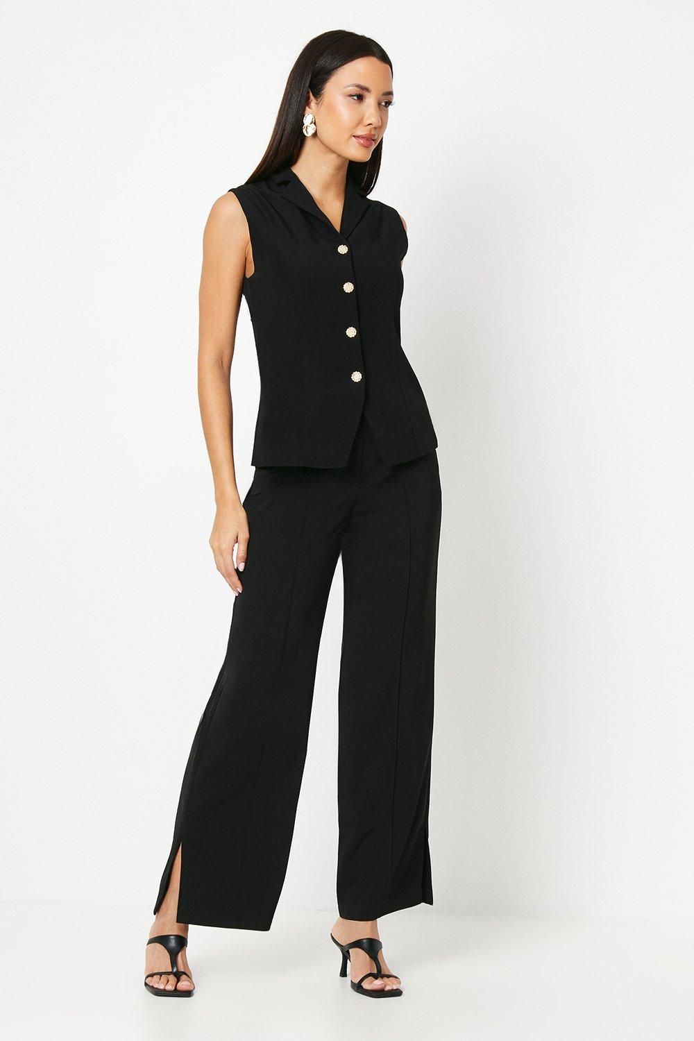 Principles Pintuck Front Straight Leg Trouser With Split