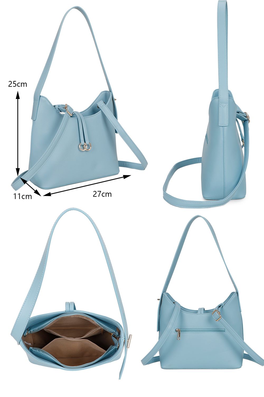 Fontanella Fashion Halo Charm PU Leather Shoulder/Hobo Bag with Extendable Shoulder Straps and Extra-long Straps