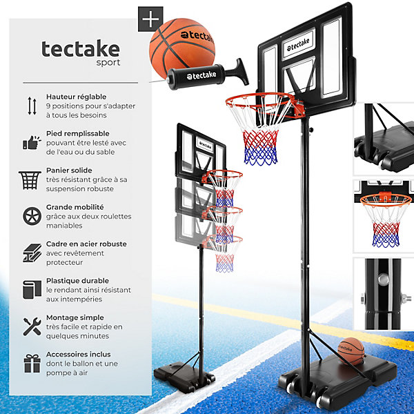 Panier de basket avec ballon et pompe inclus socle à remplir