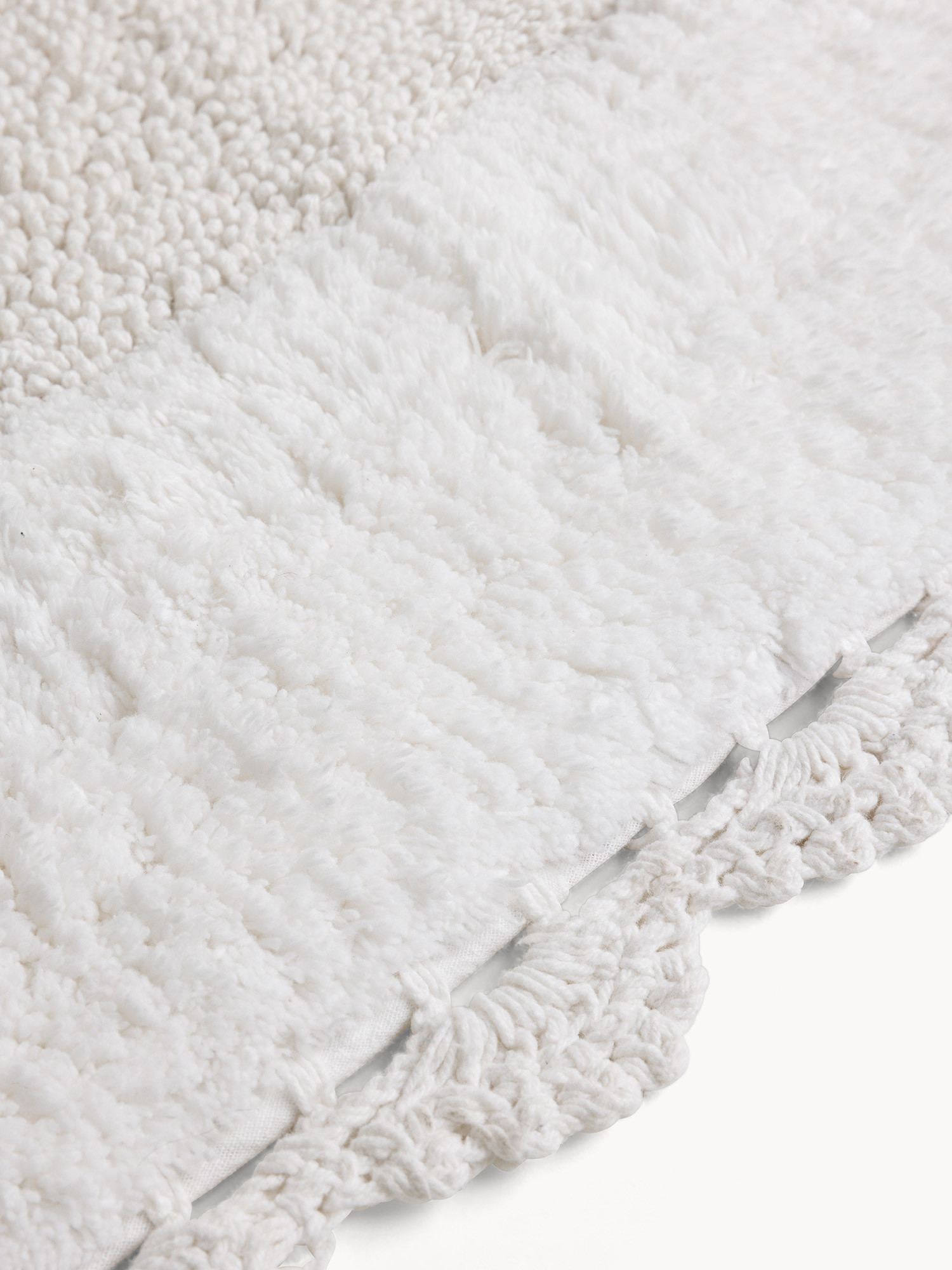 Tappeto bagno ovale con applicazioni crochet