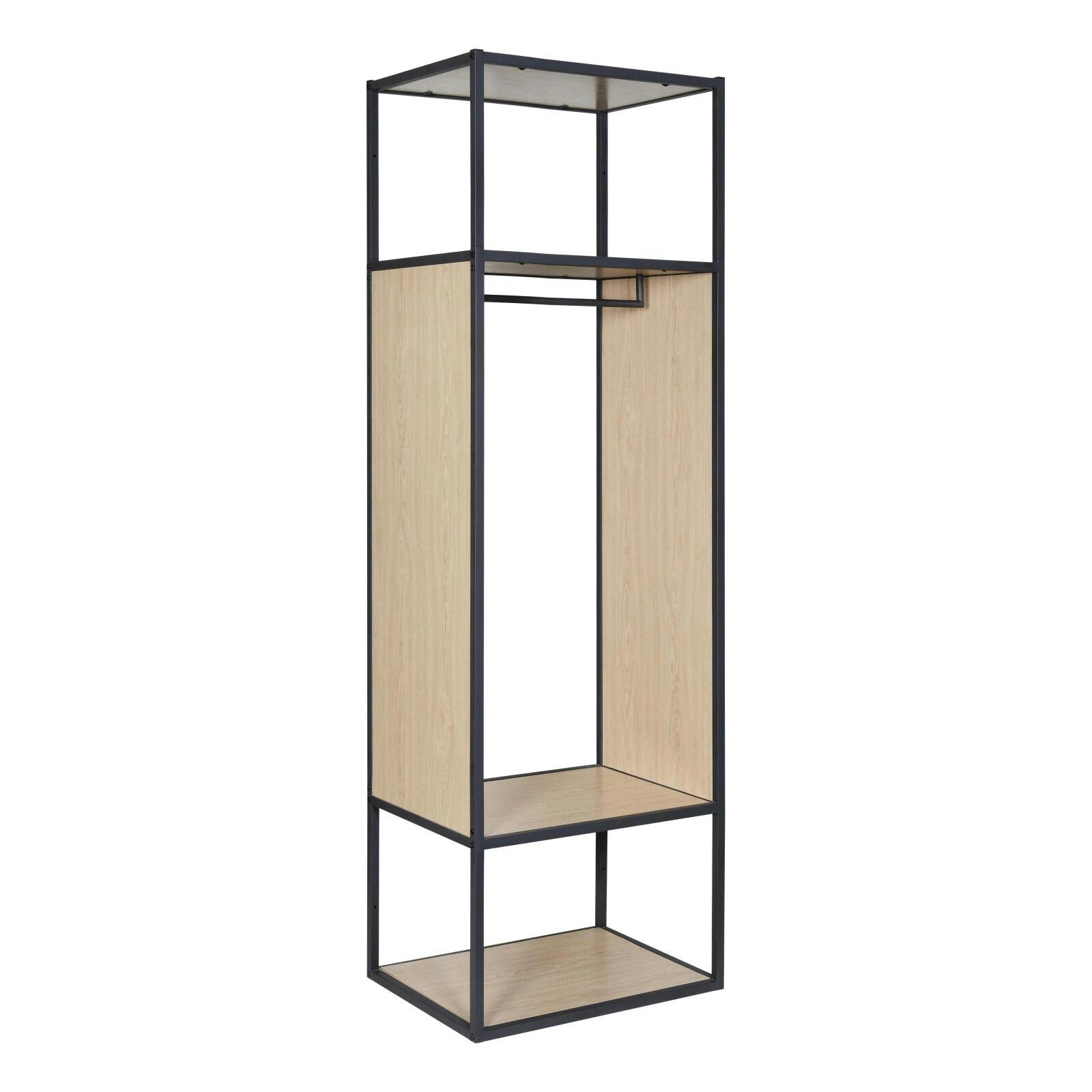 OSLO - Portant vêtements bois et métal noir L60 x H184,5 cm