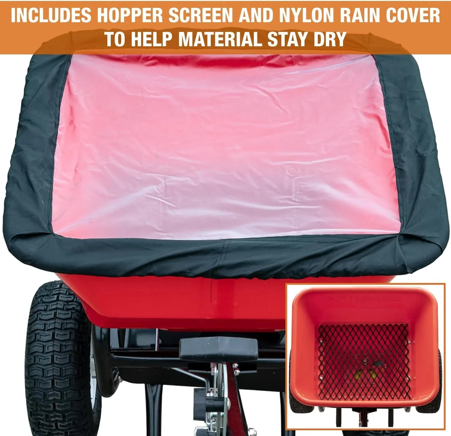 Walk Behind Push Spreader, 100lb Capacity, For Salt, Ice  Snow Melt, Included Grate  Cover With Enclosed Gearbox for Protection.(Spreader)