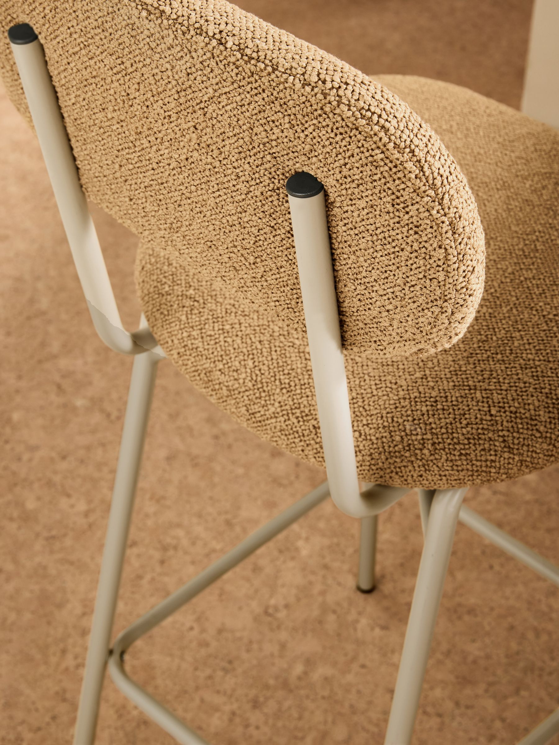 Clemmie Bar Stool in Caramel Pax Boucle and Ecru Legs