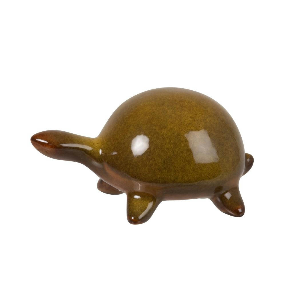 KALA - Statuette tortue en céramique jaune H8