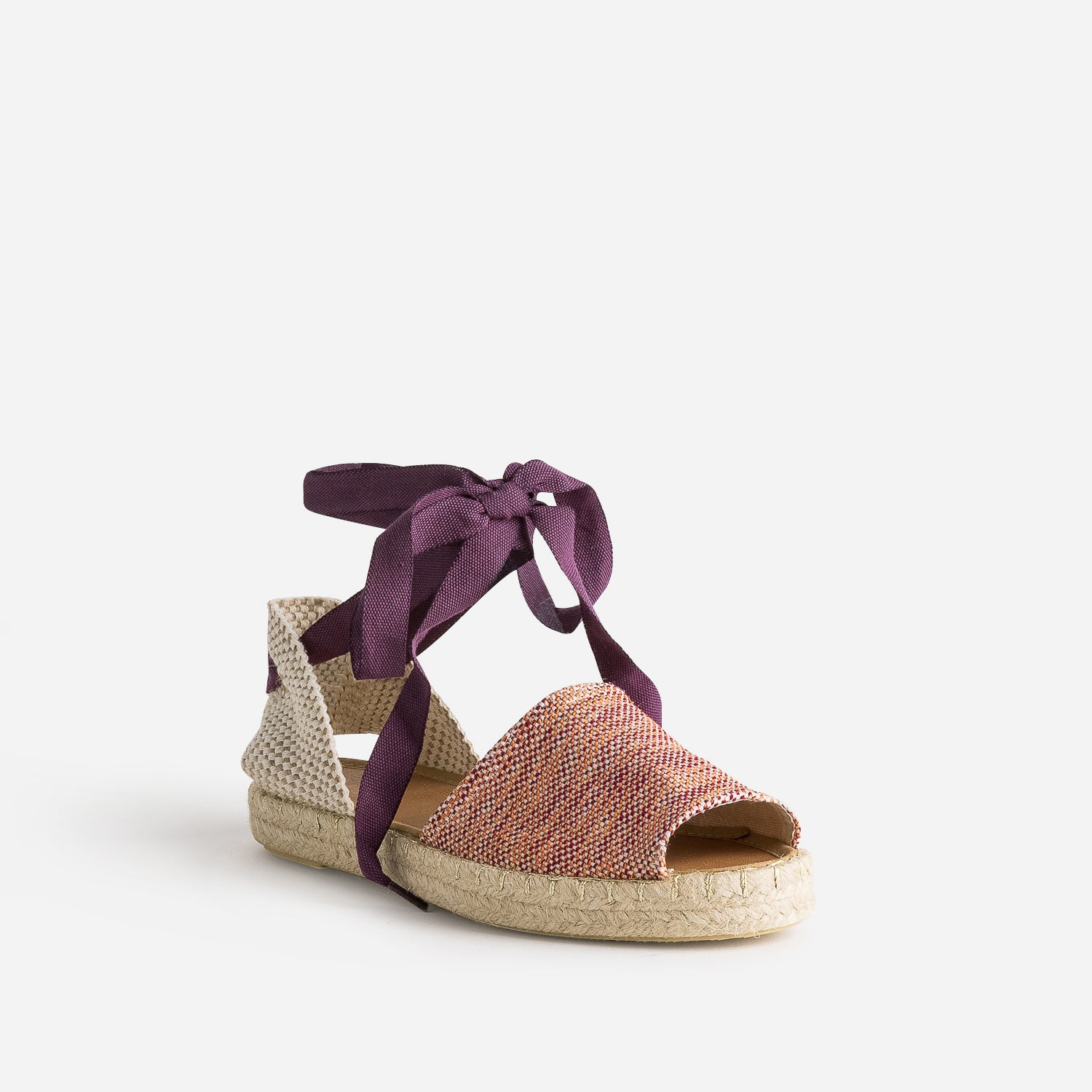 Espadrille violet, corail, blanc en textile