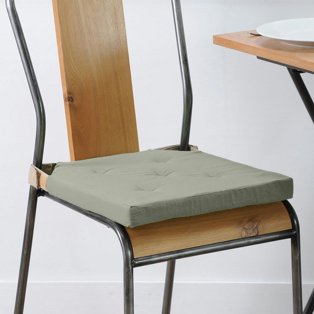 SCRATCHS - Coussin de chaise attaches scratchs kaki 38x38