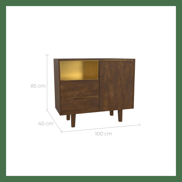 TAIKO - Petit buffet en bois de manguier 1 porte 2 tiroirs