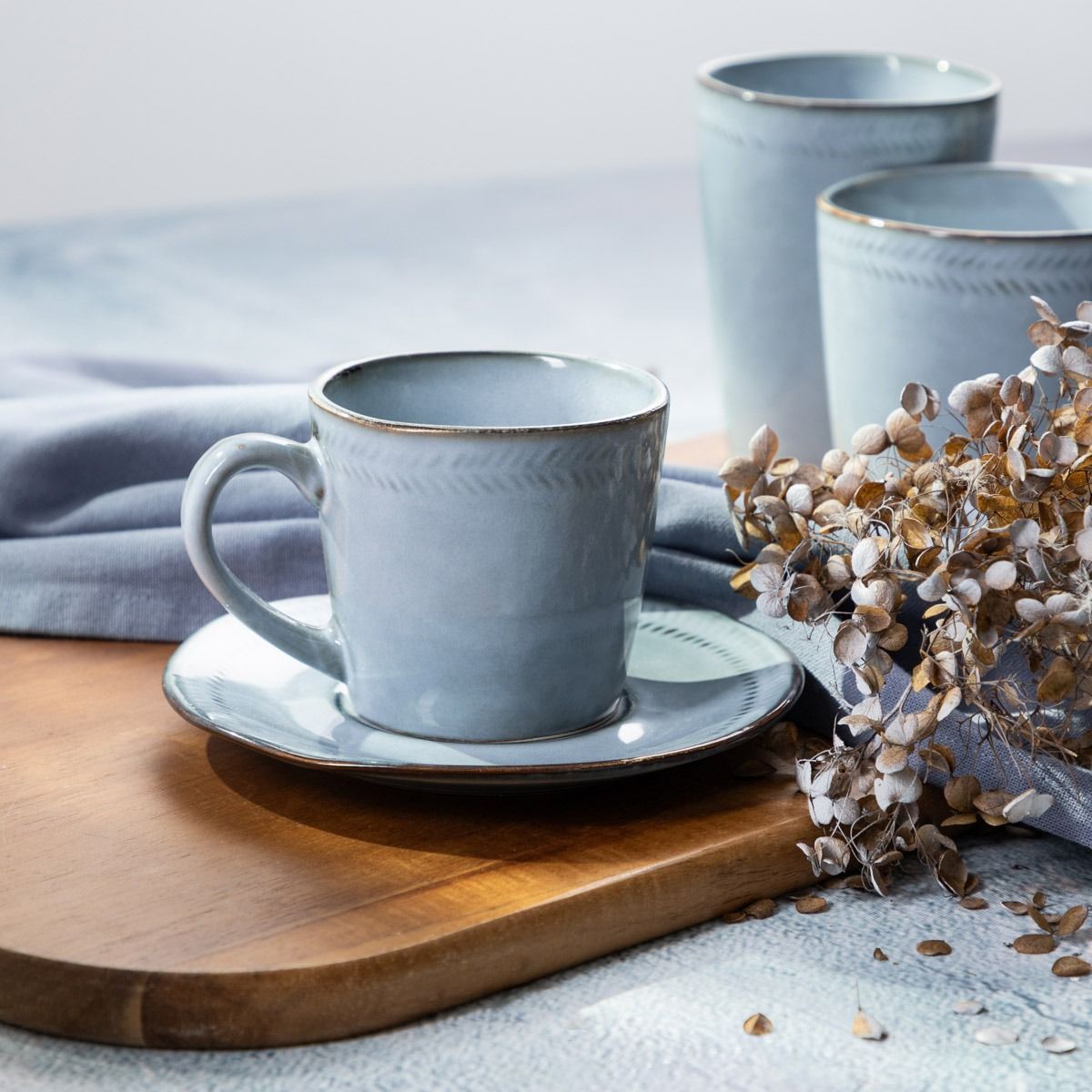 Filiżanka ze spodkiem BLUEJEANS niebieska 0,2 l