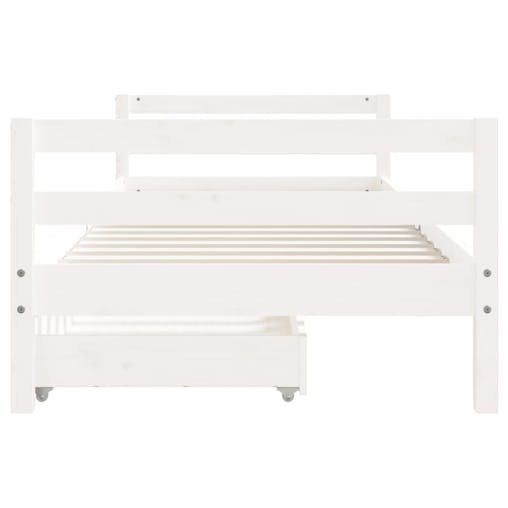 NNEVL Kids Bed Frame with Drawers White 90x190 cm Solid Wood Pine