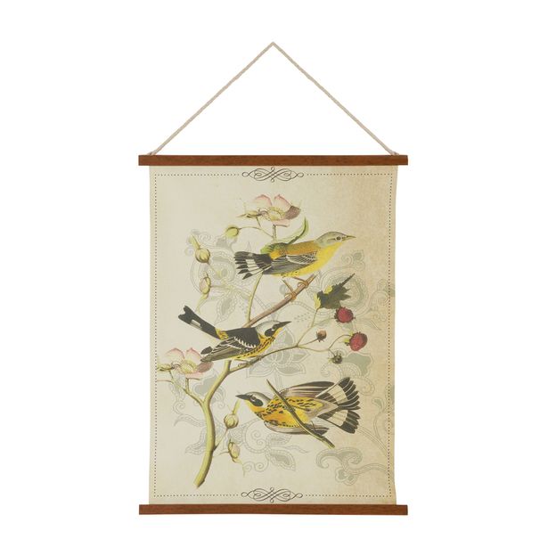 FLÂMULA 30 CM X 45 CM NATUREZA BOTÂNICA PÁSSAROS
