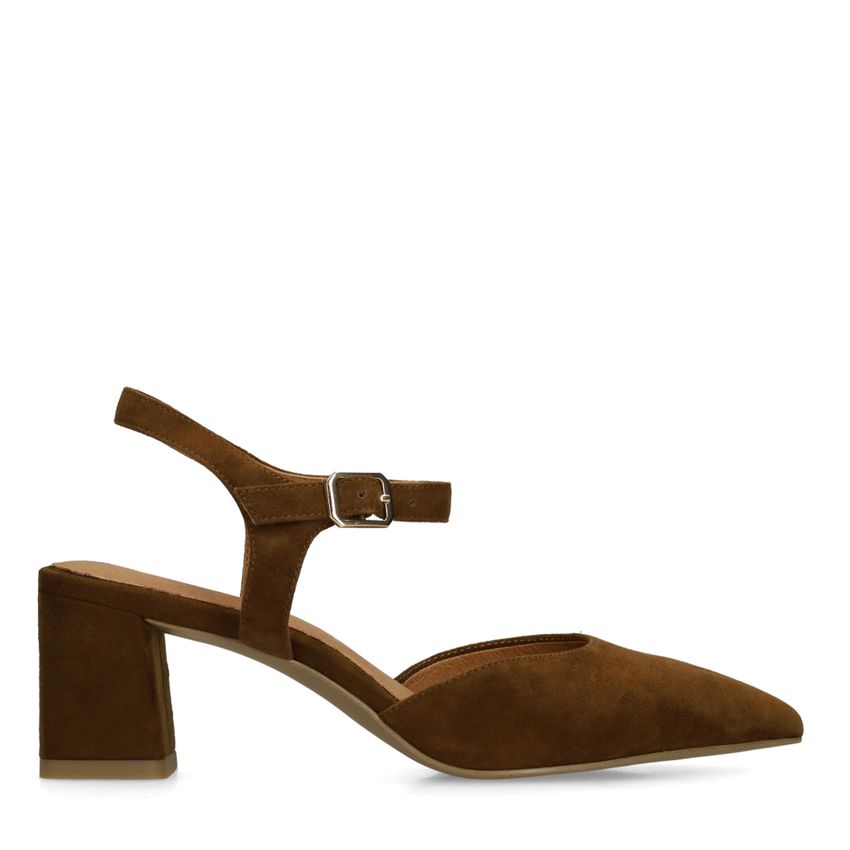 No Stress Bruine suède slingbacks