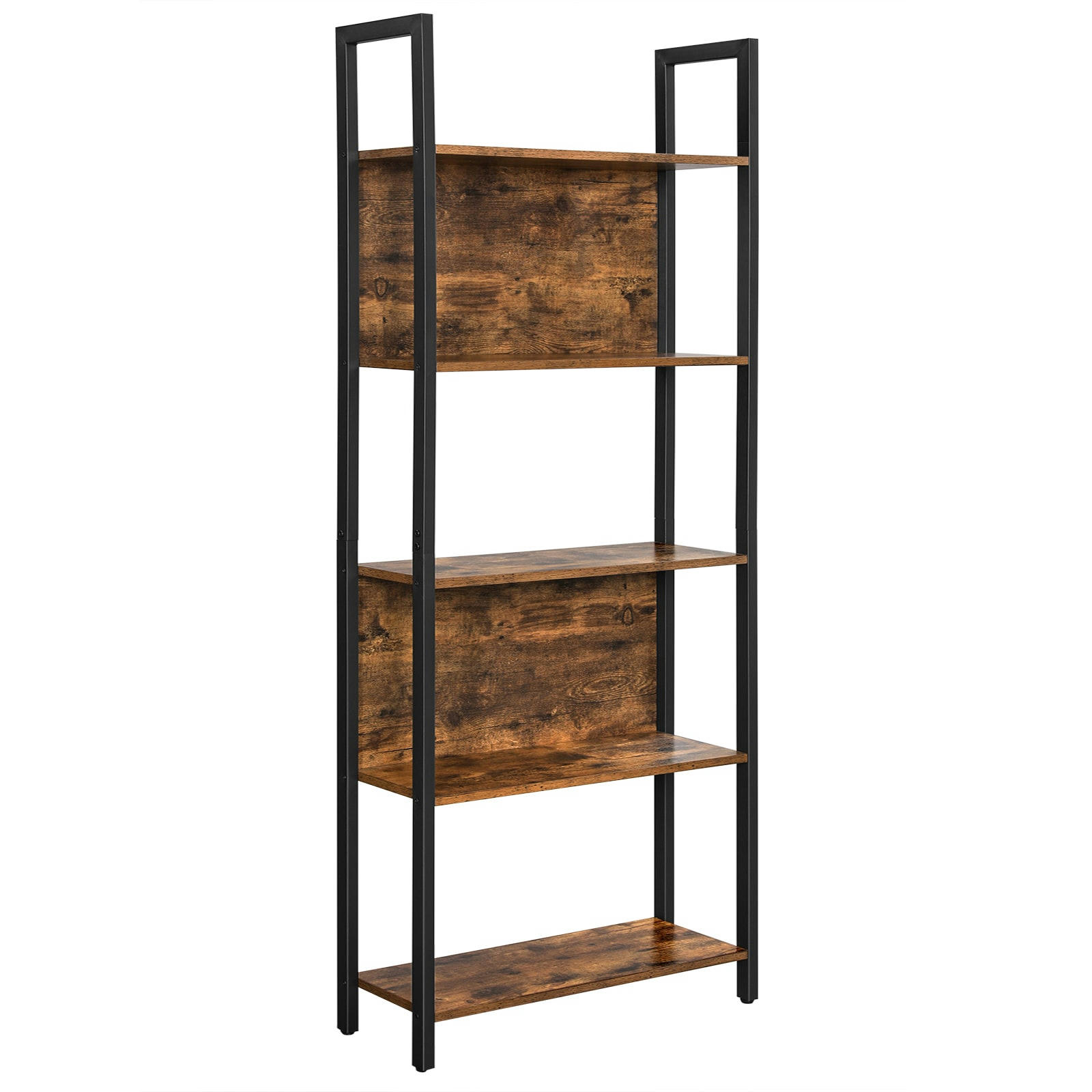 - Étagère style industriel 5 niveaux acier effet bois noir