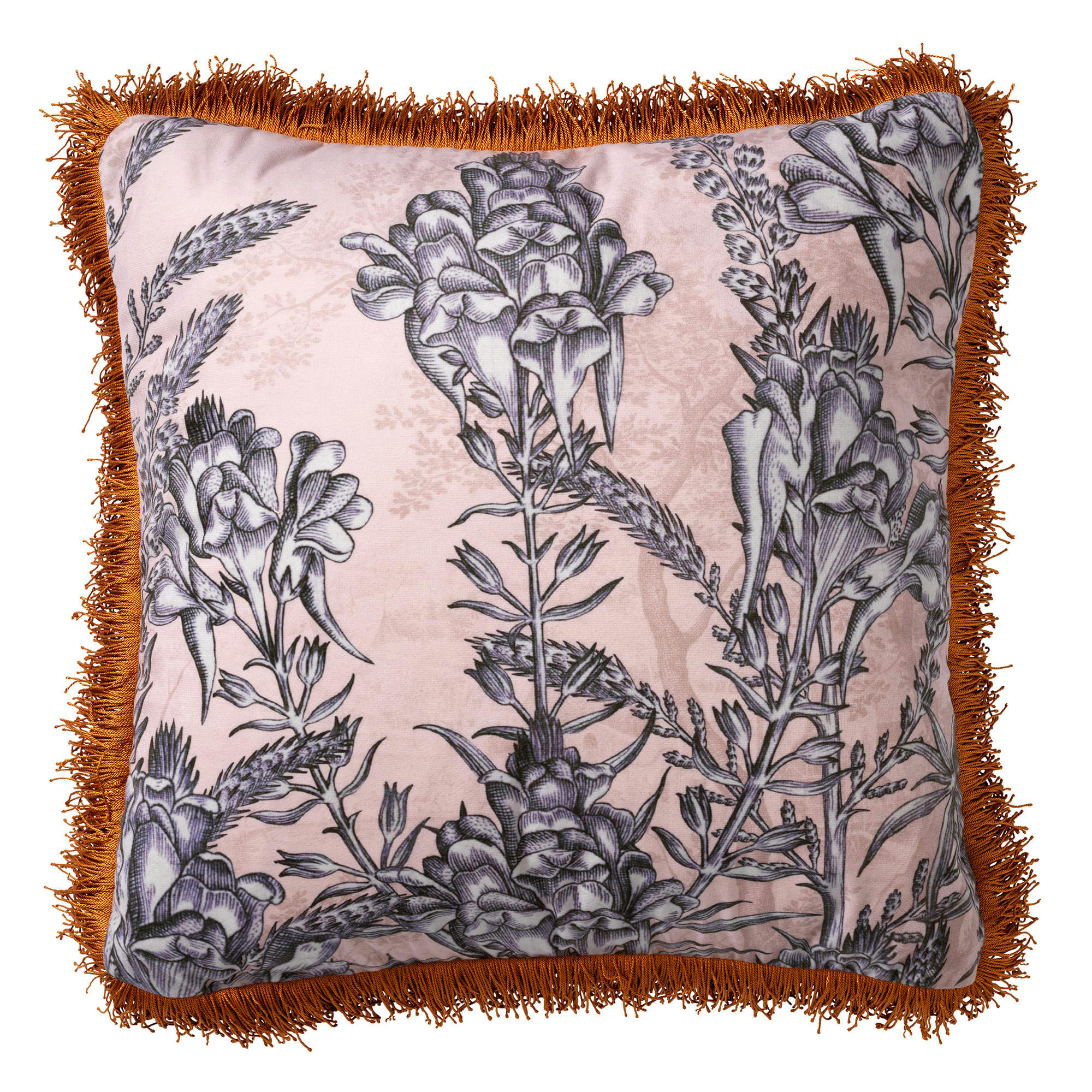 - Housse de coussin beige en velours-45x45 cm avec motif fleuri