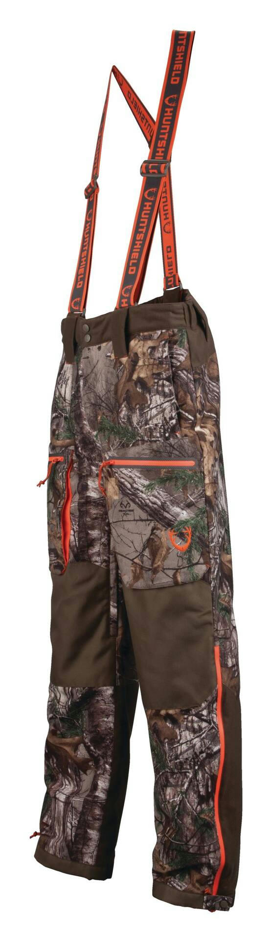 Huntshield Men's Cargo Insulated Waterproof Suspender Hunting Pants, Realtree Edge Camo