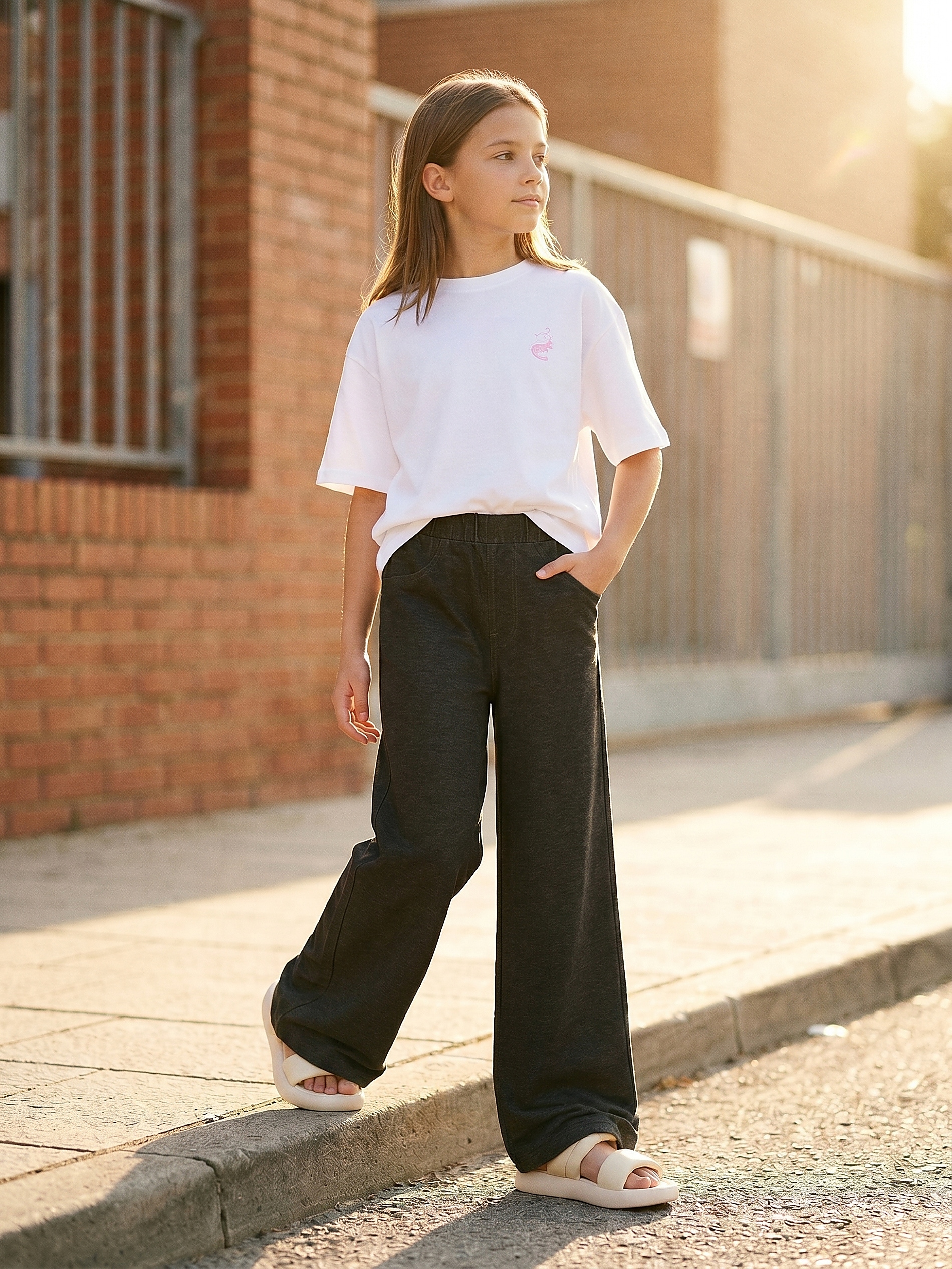 Melanżowe jeansy wide leg