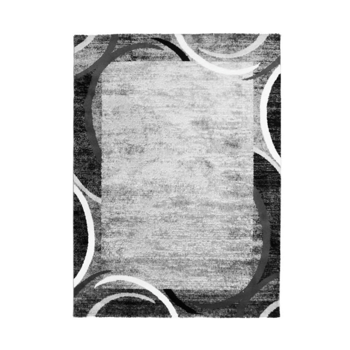 METRO - Tapis vintage à encadré motifs abstraits gris 160x230