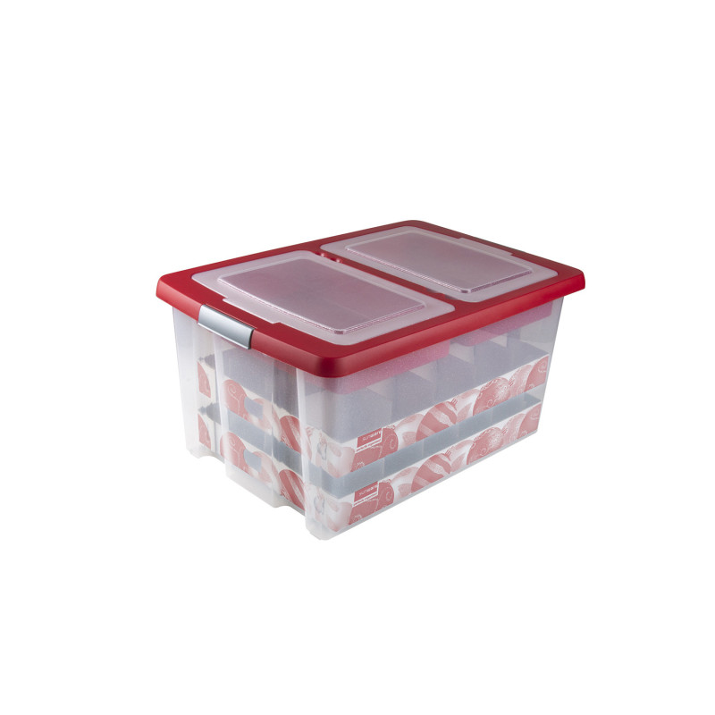 Box de rangement de Noël Nesta 51 L transparent et rouge SUNWARE