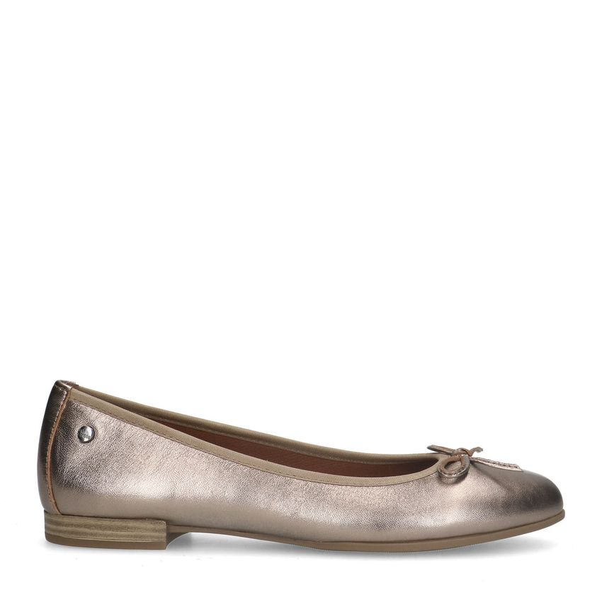 No Stress Bronzen leren ballerina's met strik