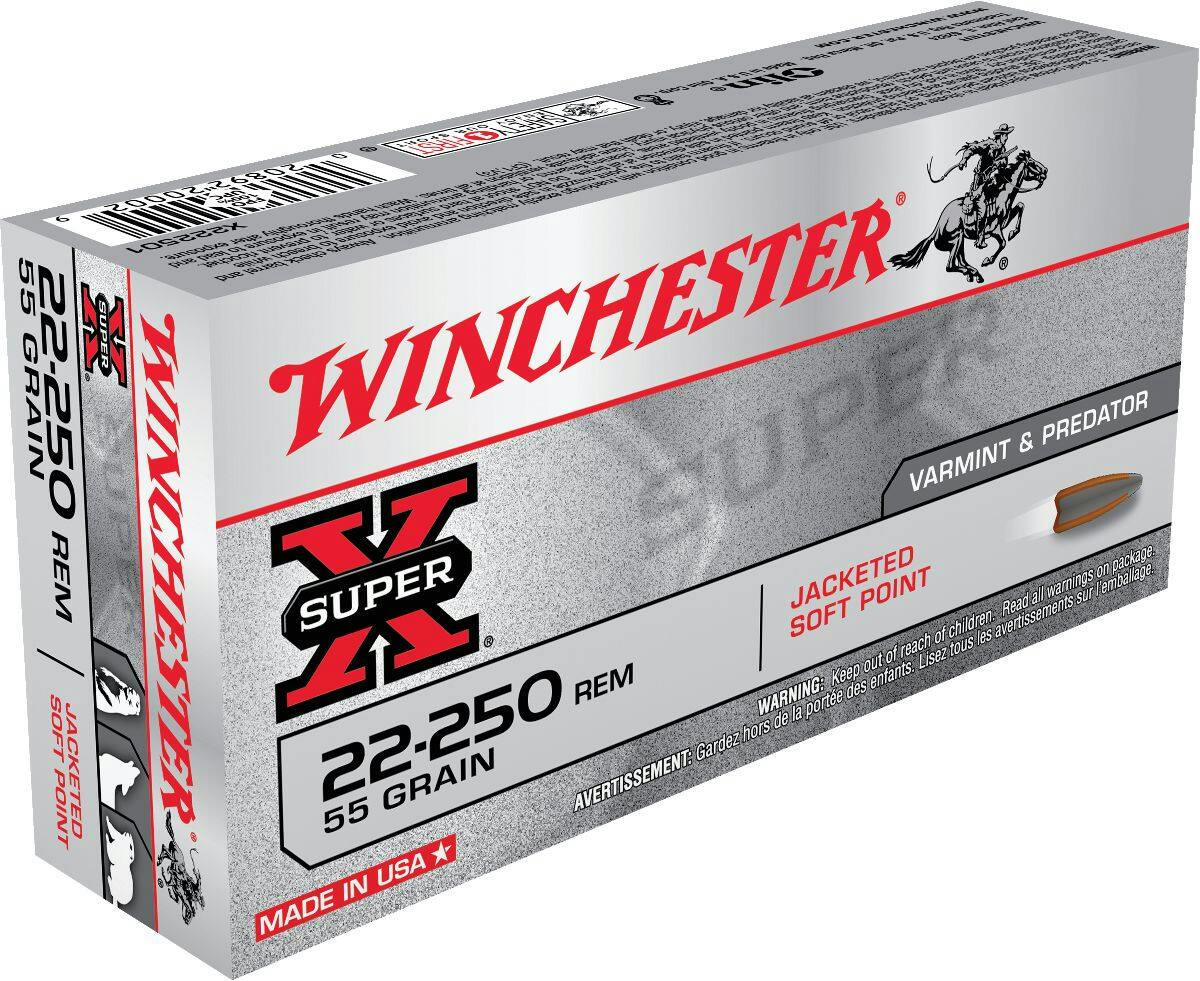 Winchester Super-X .22-250 Rem 55-Grain Pointed Soft-Point Rifle Ammunition