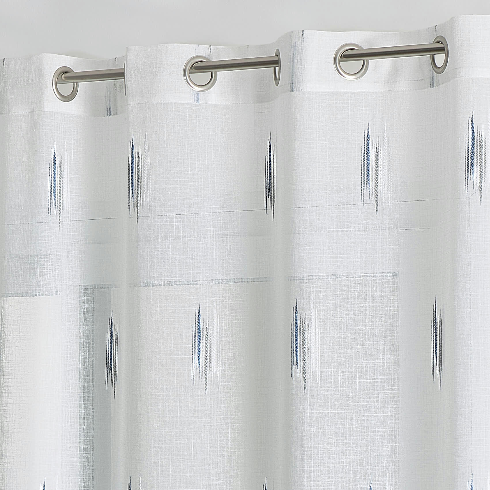- Voilage tamisant à petits traits jacquard bleu azur 140x260 cm