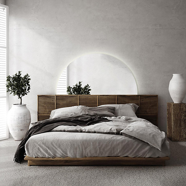 Miroir demi-rond LED 25x50 cm éclairage chaud mural design