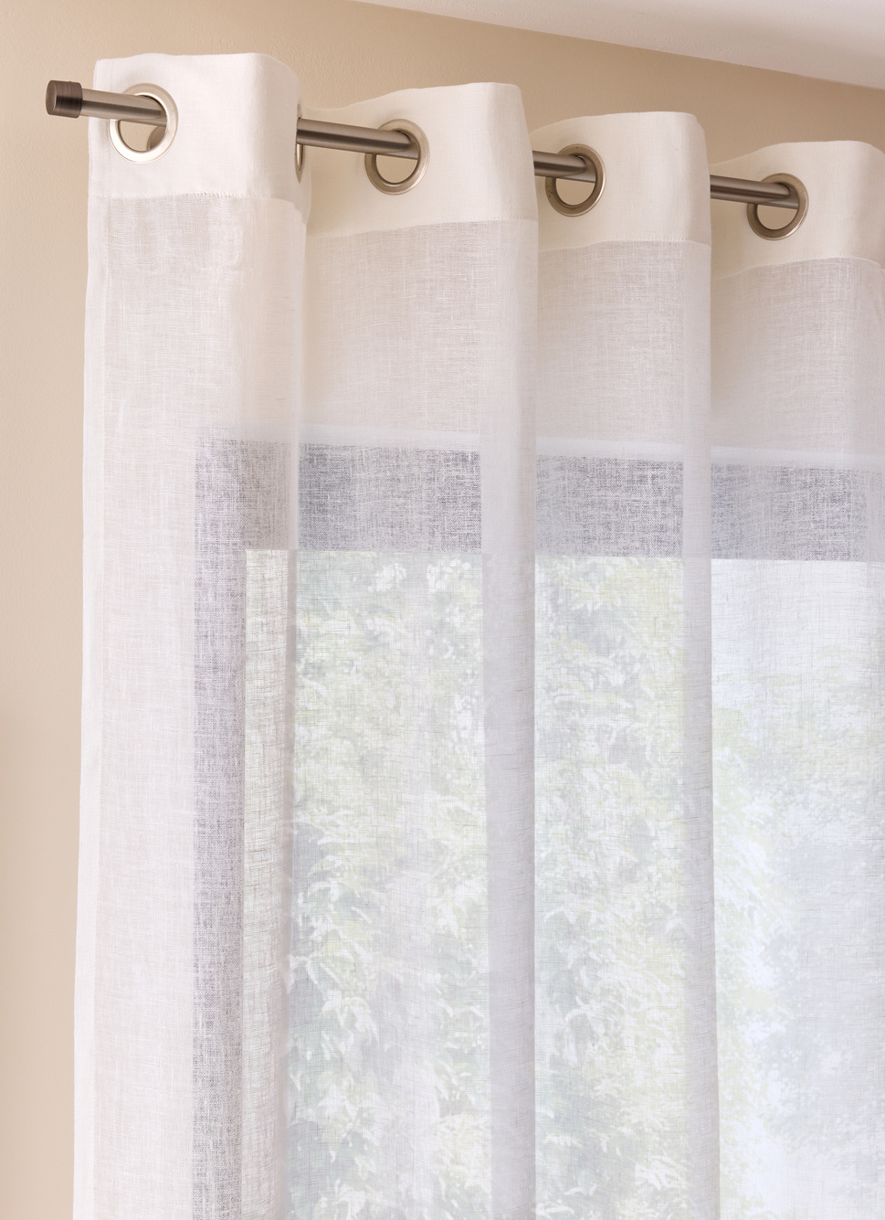 VOILAGE UNI EN LIN LAURA BLANC