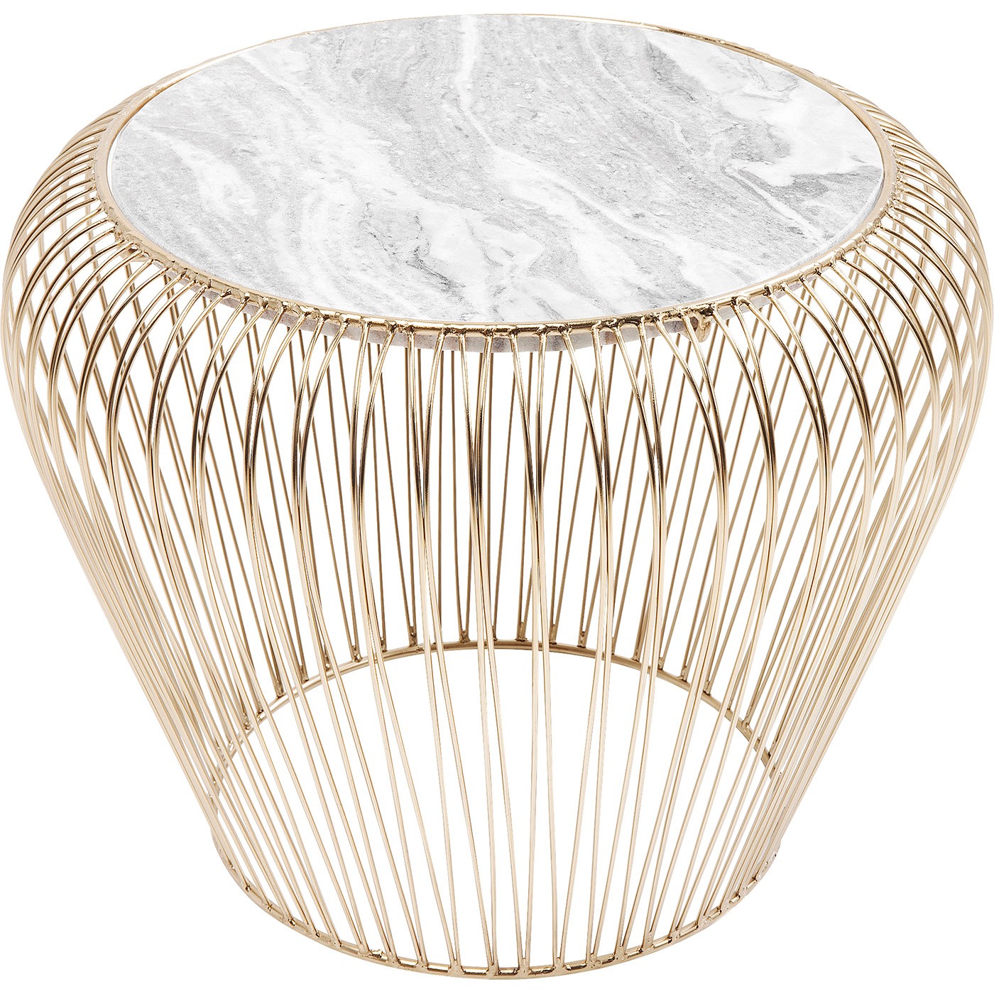 Kare Design Bijzettafel Beam Grijs Marmer Messing Ø43cm