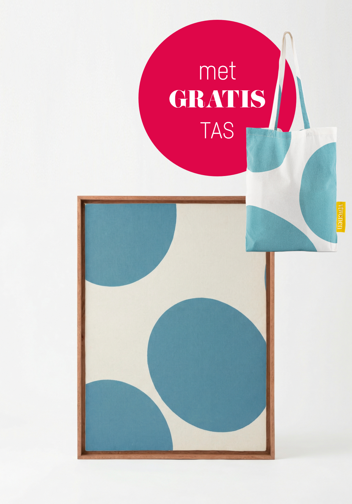 vtwonen - Wanddecoratie - Stippen - Hout - Lichtblauw - 45x45cm