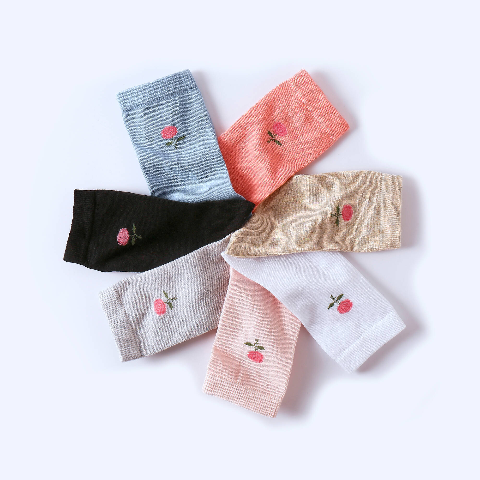 Chaussettes imprimées "rose" - lot de 7 paires