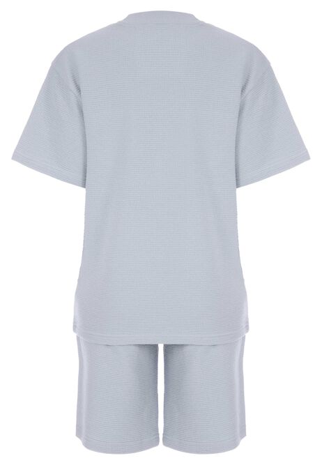 Older Boys Blue Textured T-Shirt & Shorts Set