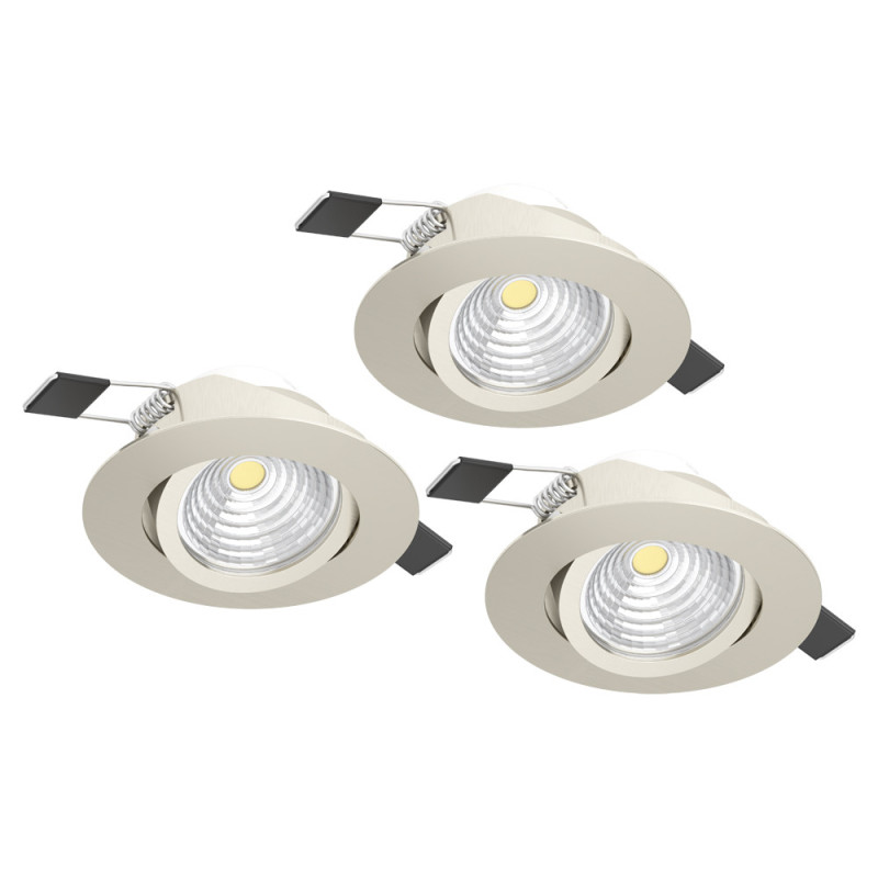 Spot encastrable LED Saliceto nickel blanc chaud IP20 450 lm 6 W 3 pièces EGLO