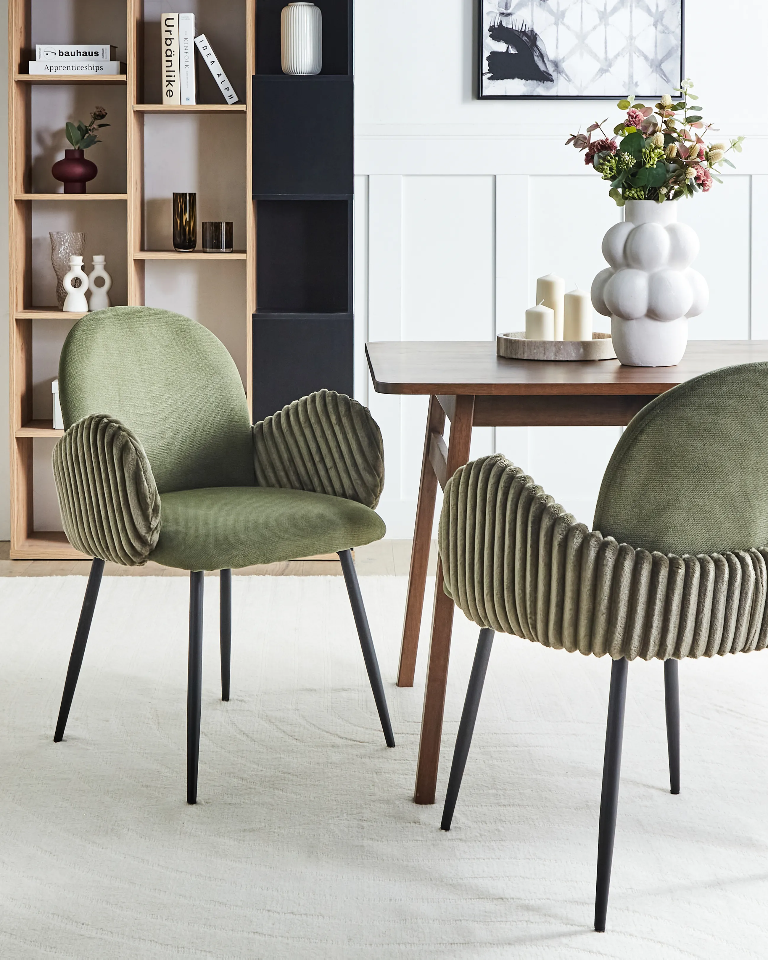 Set of 2 Dining Chairs AMITY Fabric Green