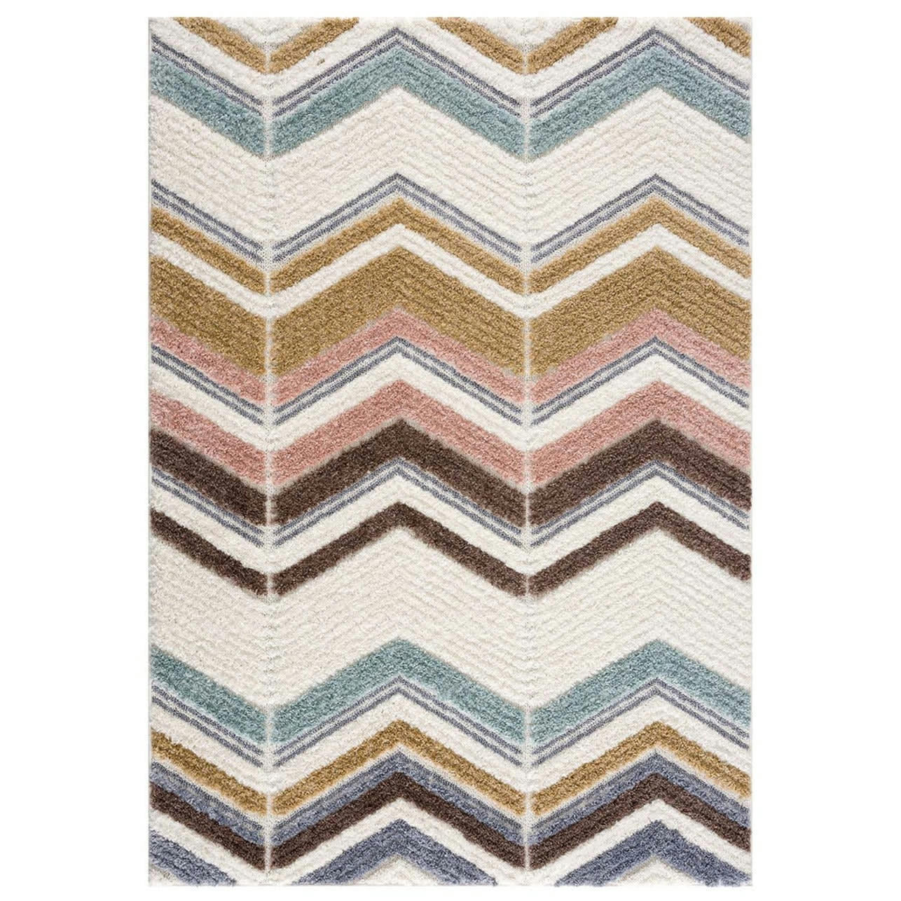 BÖHMEN - Tapis à poils longs et relief multicolore 80x150cm