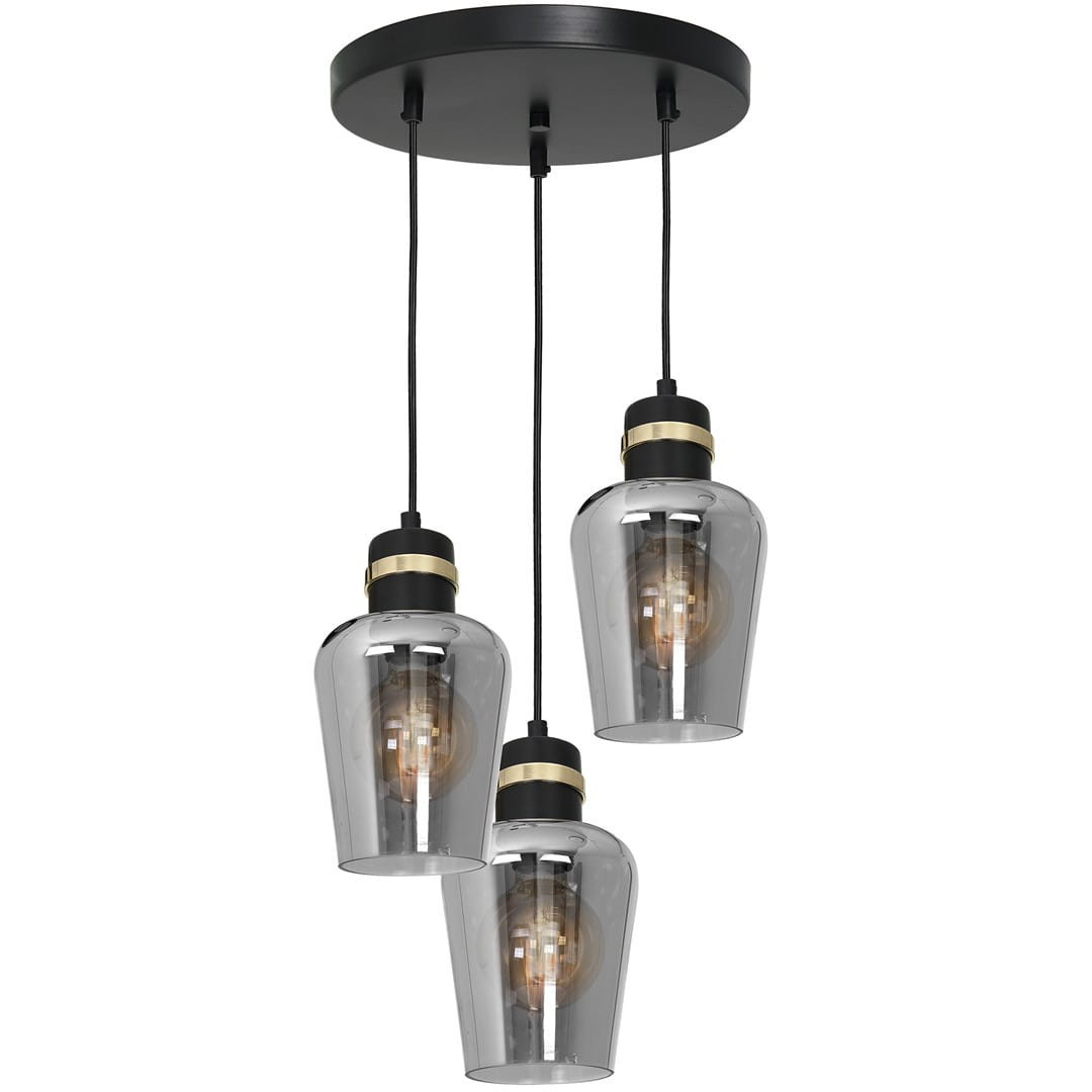 Lampa wisząca czarno-przezroczysta-złota RICHMOND 3xE27x60W Milagro