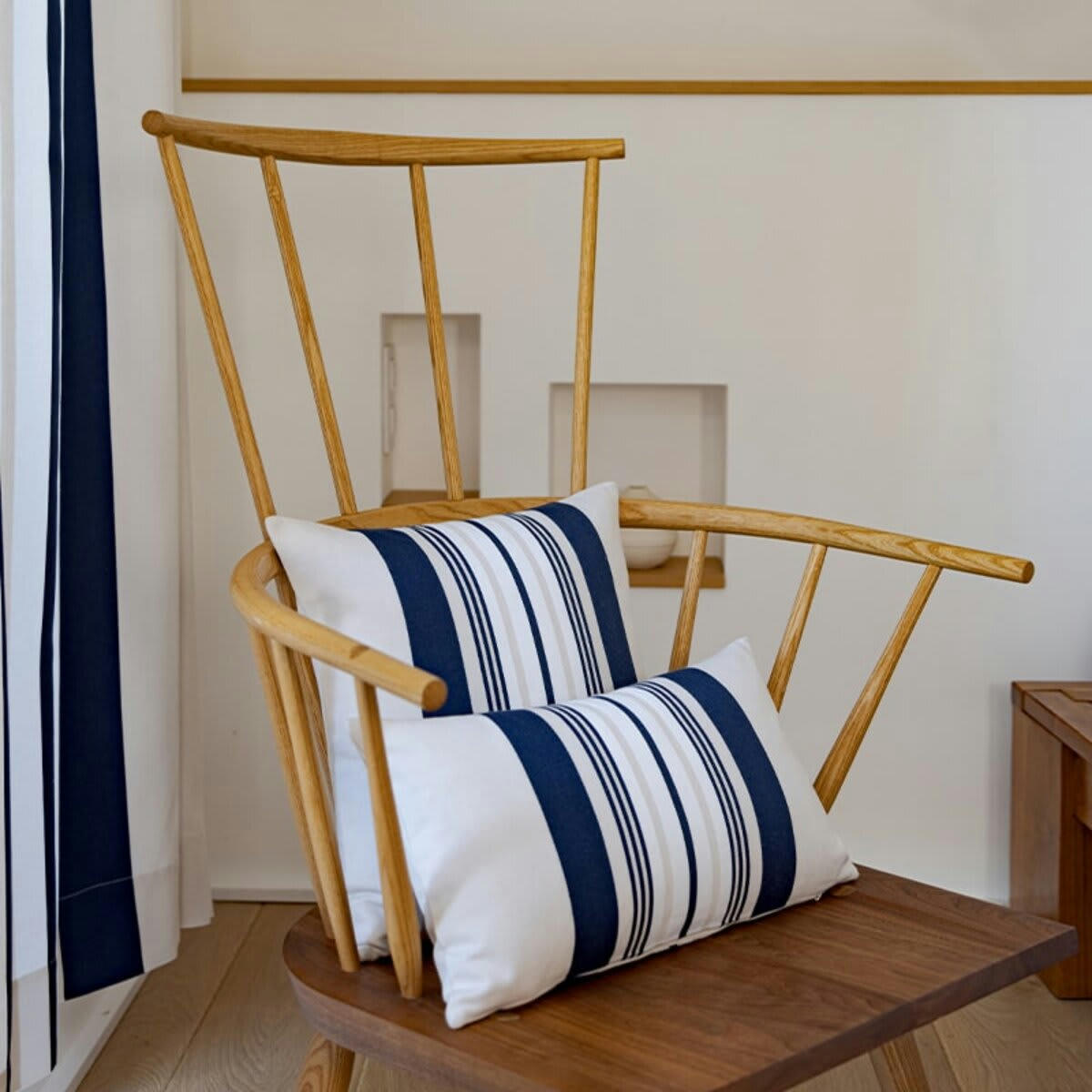 DONIBANE - Housse de coussin satin de coton bleu 25x45 cm