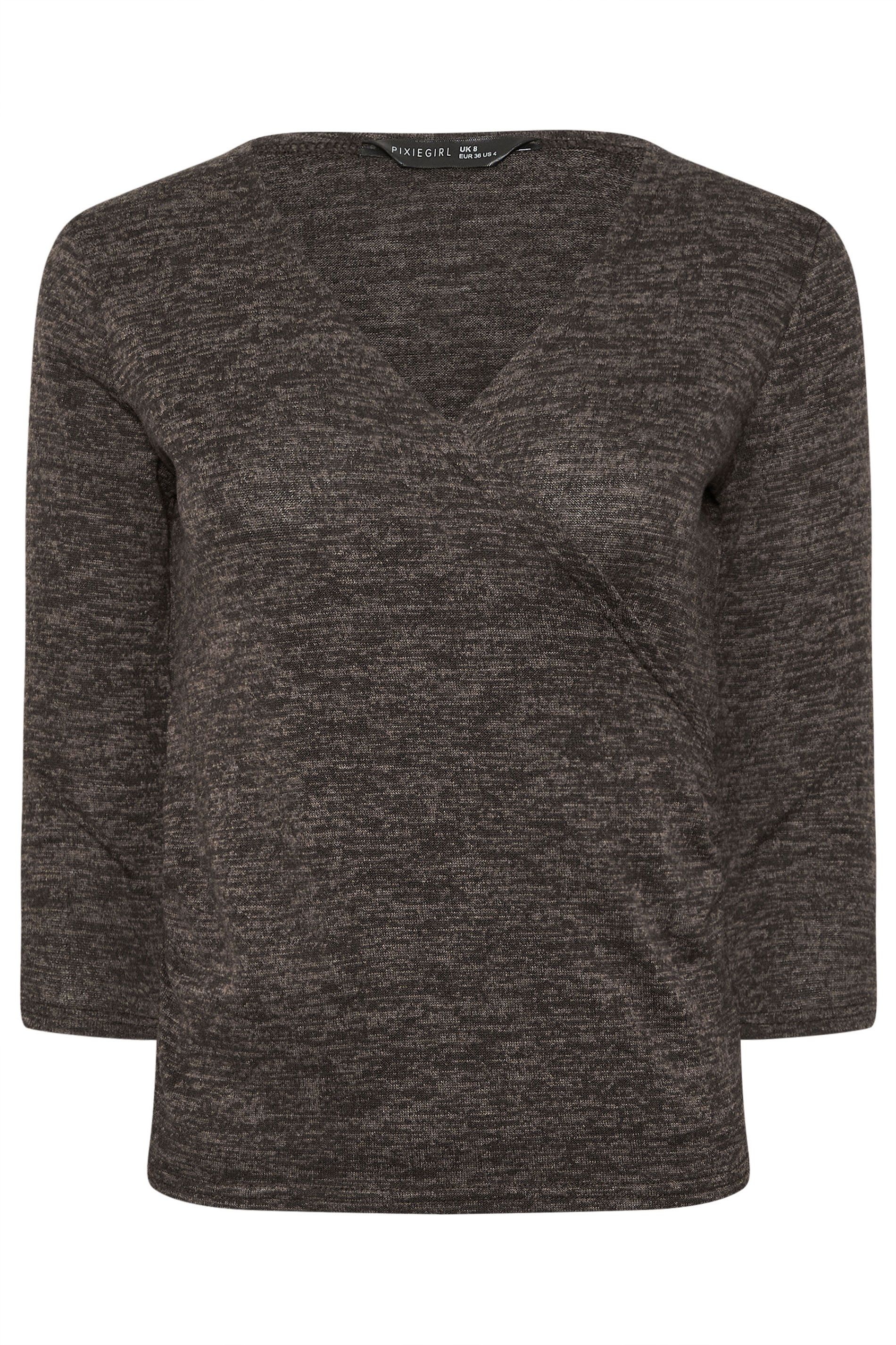 PixieGirl Petite Marl Wrap Top