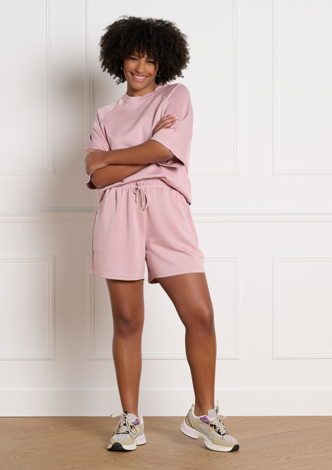 Soepele short met elastische taille