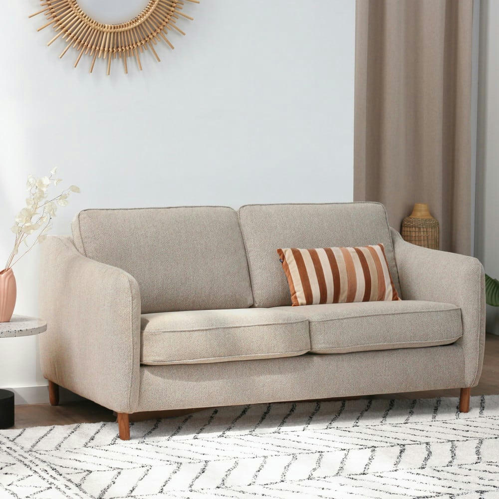 VORNAY - Canapé convertible ouverture express 3 places en tissu beige