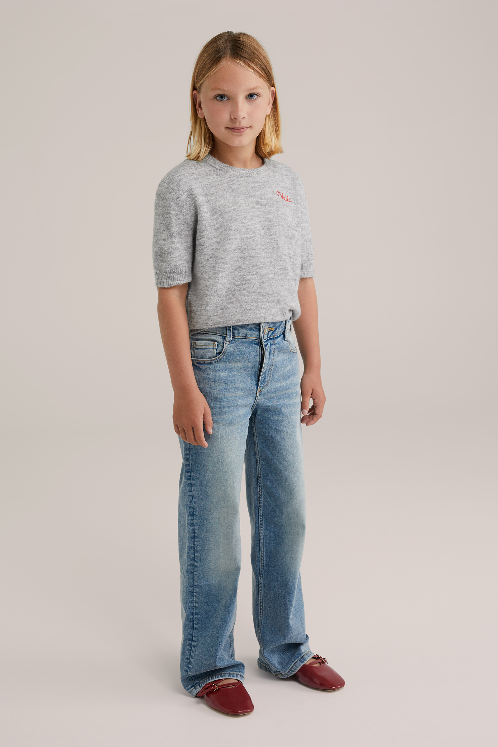 Meisjes wide leg jeans met stretch