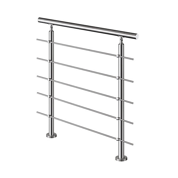 Garde-corps avec main courante, 100cm, en acier inoxydable 304, garde-corps avec 5 traverses, pour intérieur et extérieur