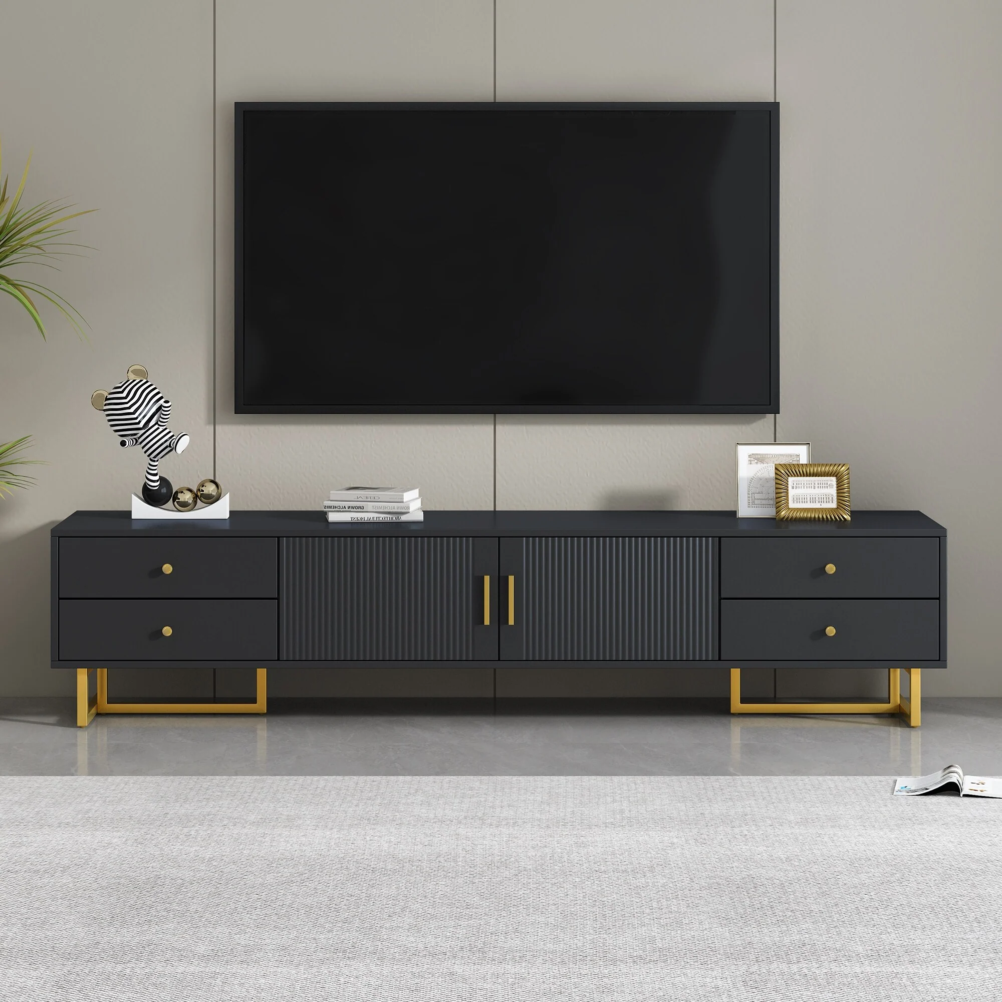 TV Stand for 65+ Inch TV, Entertainment Center TV Media Console Table, Modern TV Stand with Storage