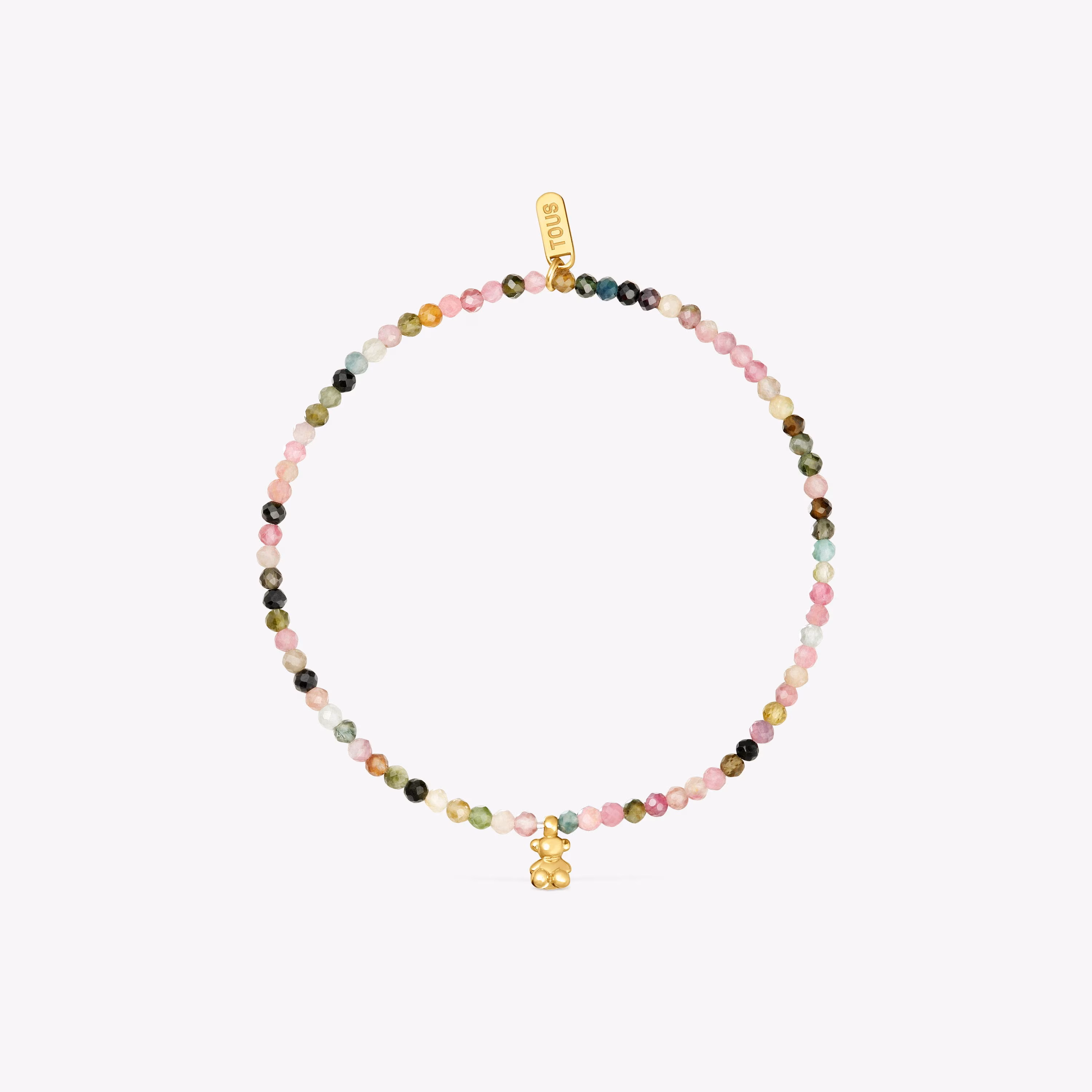 Pulsera elástica con baño de oro 18 kt sobre plata y turmalinas Bold Bear