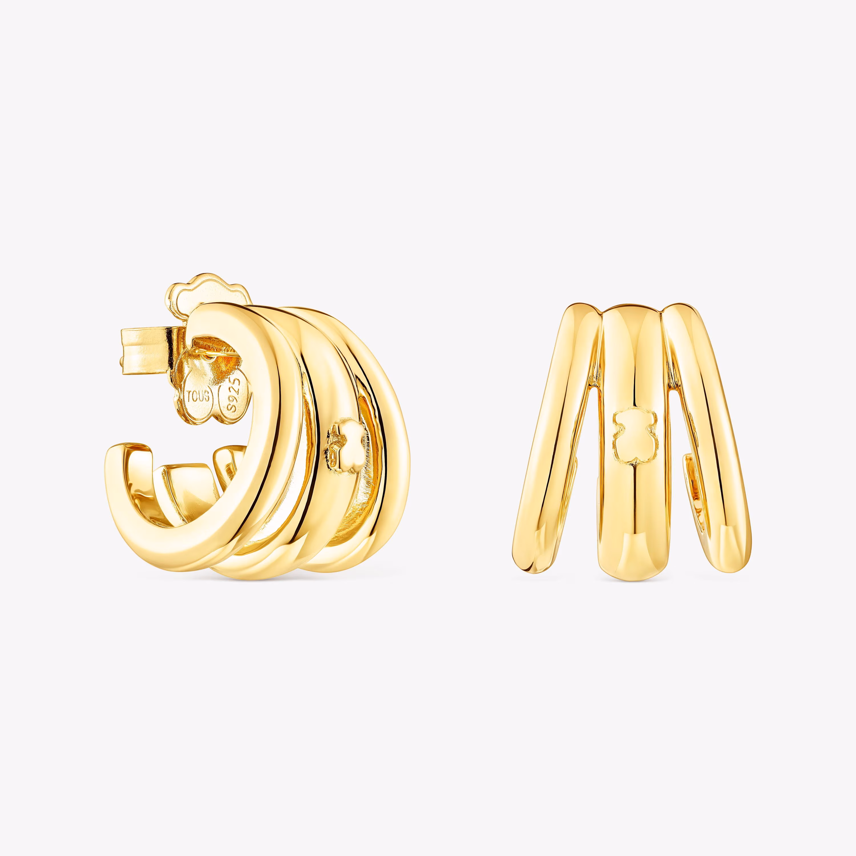 Pendientes triple aro con baño de oro 18 kt sobre plata TOUS fellow