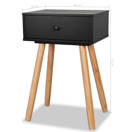 NNEVL Bedside Tables 2 pcs Solid Pinewood 40x30x61 cm Black
