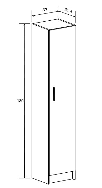 Armoire polyvalente avec 1 porte coloris beige- Longueur 37 x profondeur 34,40 x hauteur 180 cm