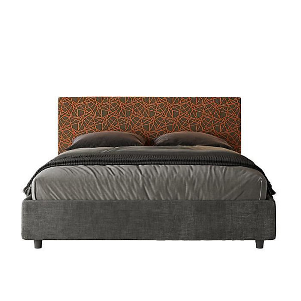 Lit avec sommier rembourré 160x210 tissu Era 04 orange Arla