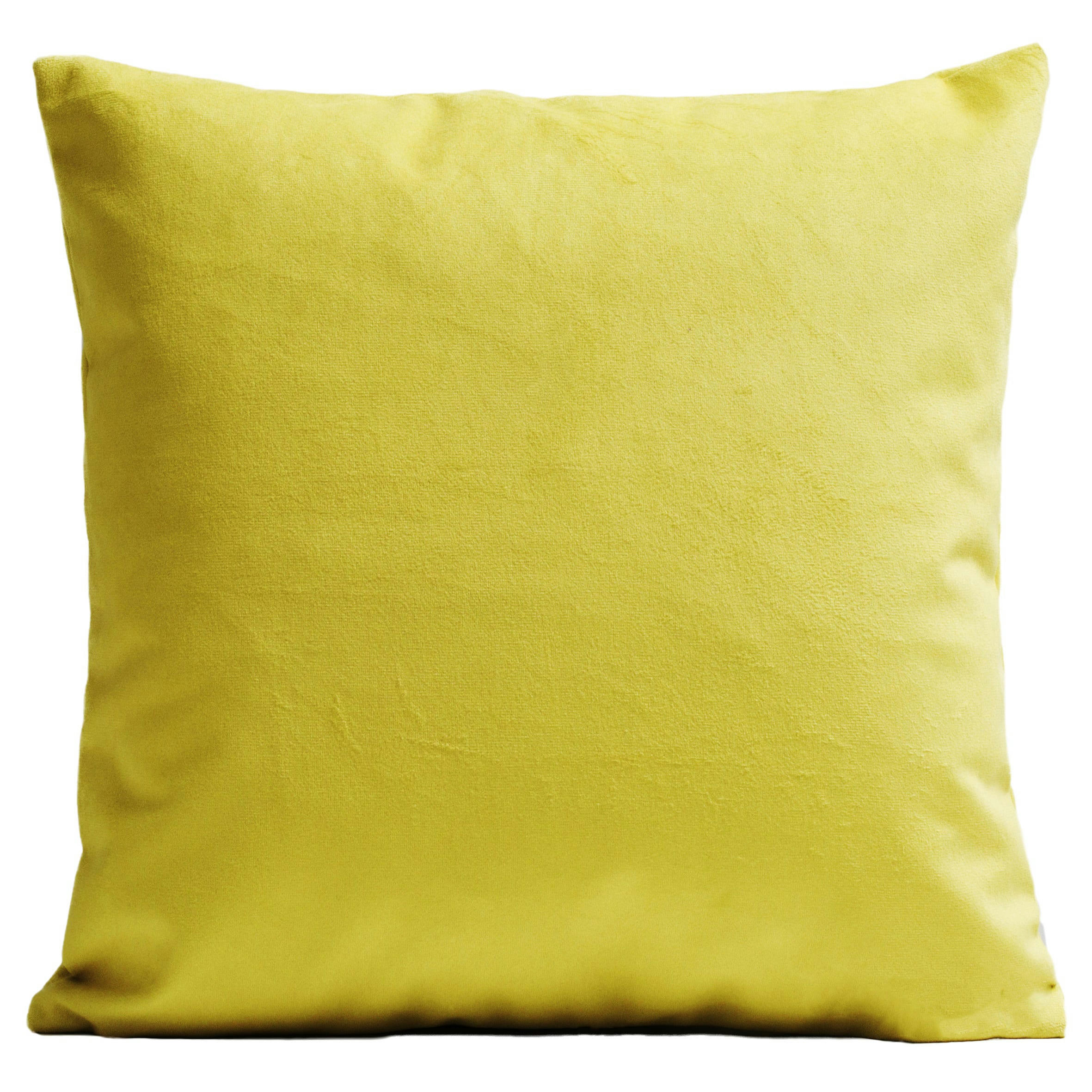 - Coussin uni suédine jaune 40x40cm