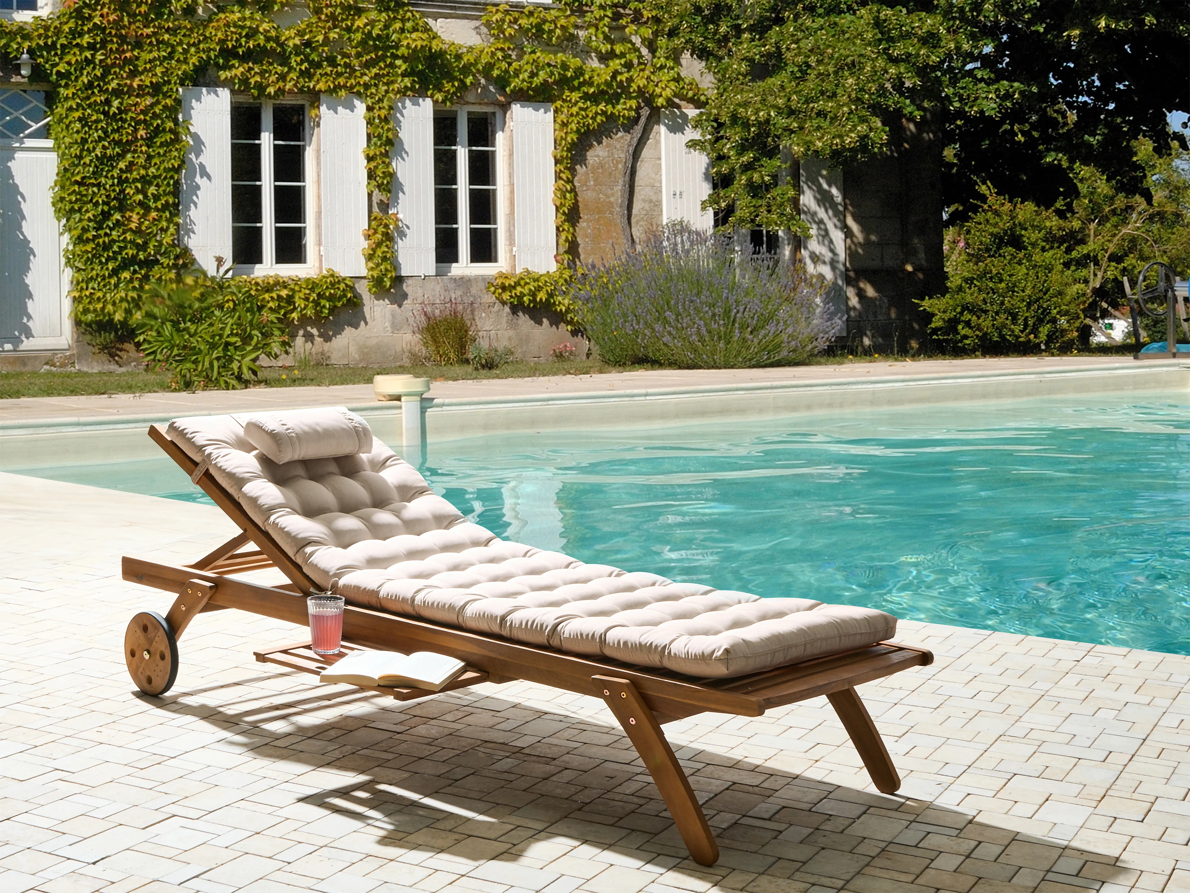 Sun Lounger Pad Cushion CESANA PREMIUM 192 x 56 cm Light Beige