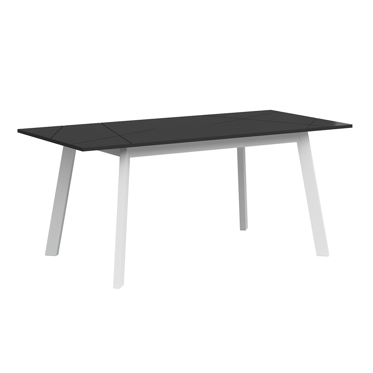 - Table à manger extensible 4 à 6 places stratifiés noir et blanc